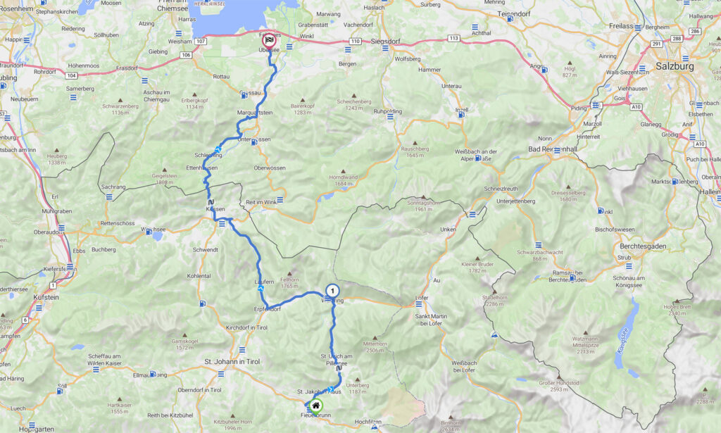 Route von Fieberbrunn an den Chiemsee